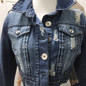 XOXO Women Solid Color Denim Jacket With 2 pockets Size M